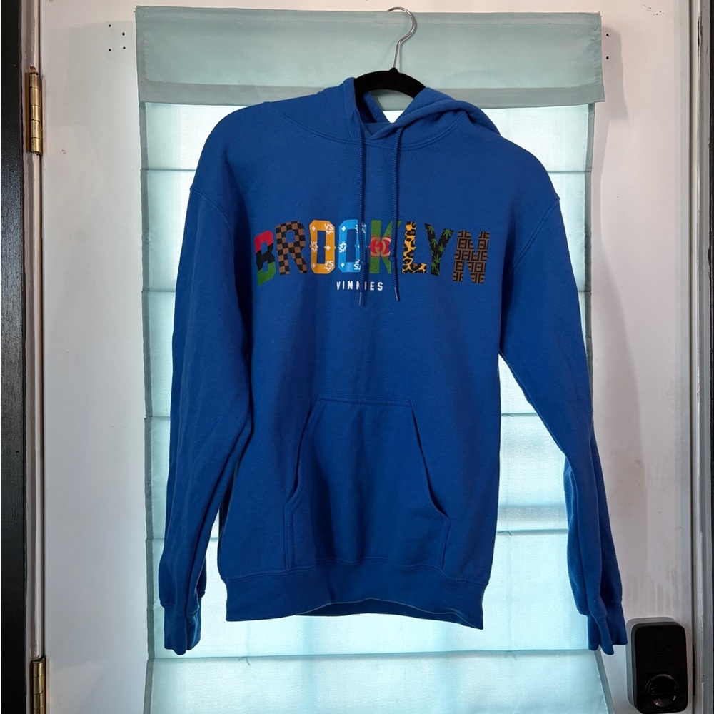 Blue Hoodie with Colorful Brooklyn Print